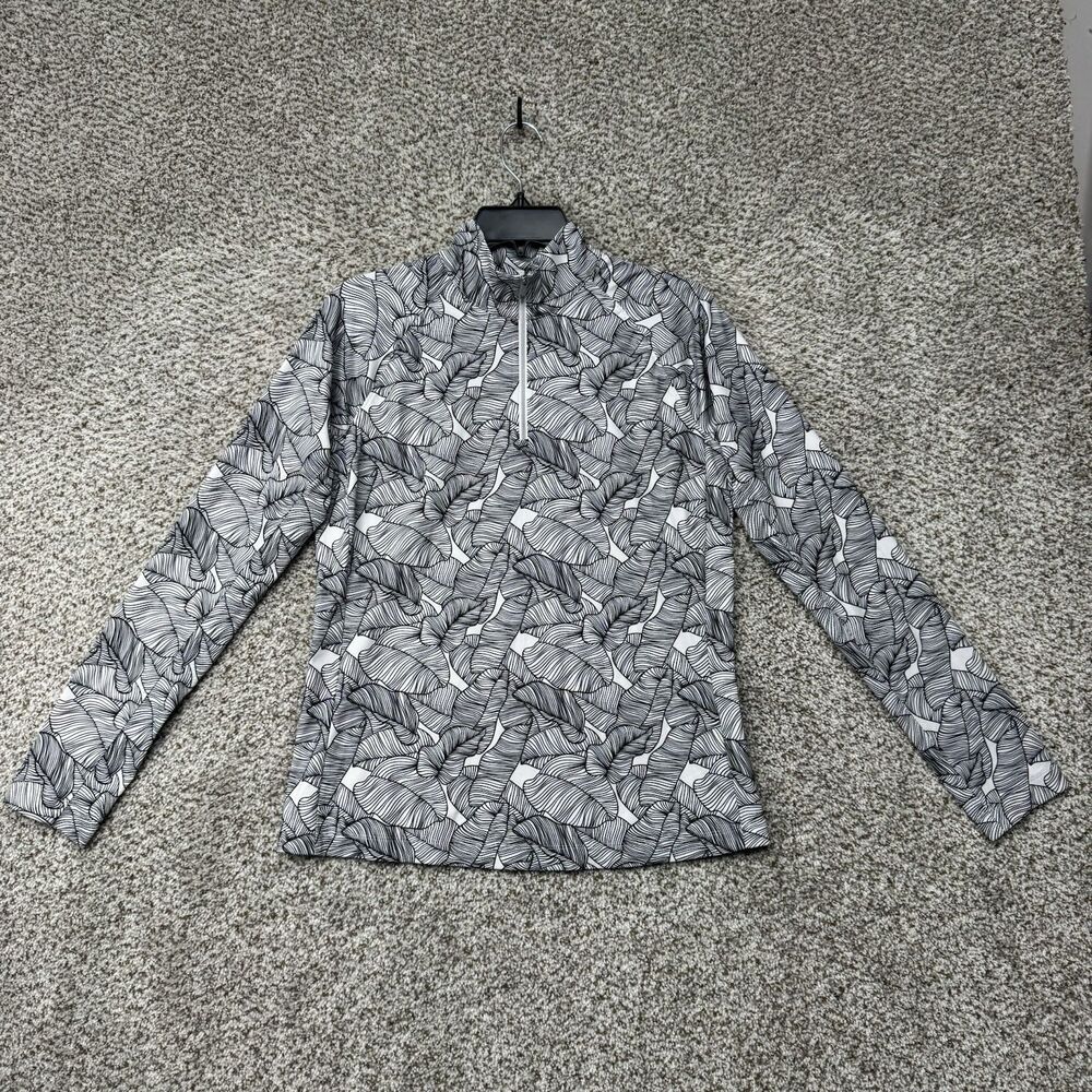 Lady Hagen Performance 1/4 Zip Golf Shirt Women's Small Black White AOP Floral